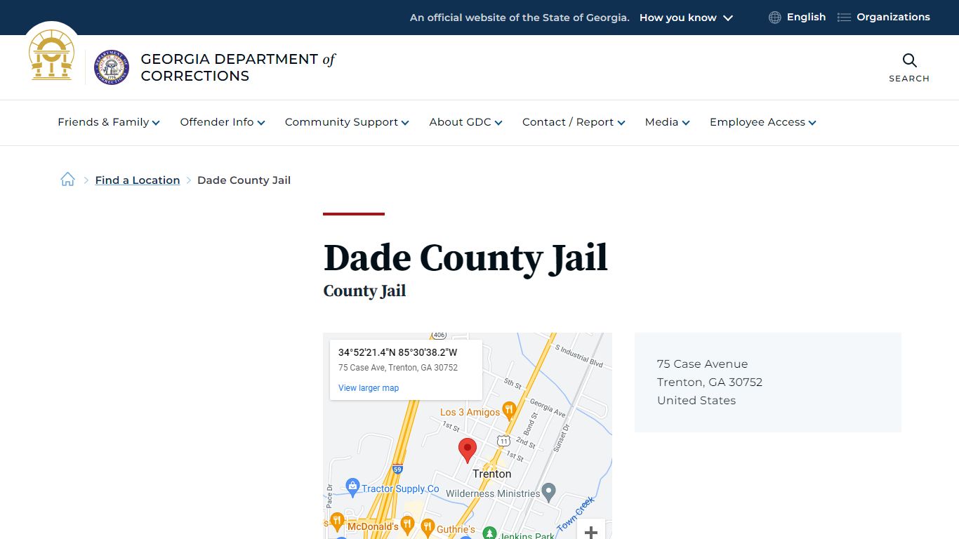 Dade County Jail | Georgia Department of Corrections